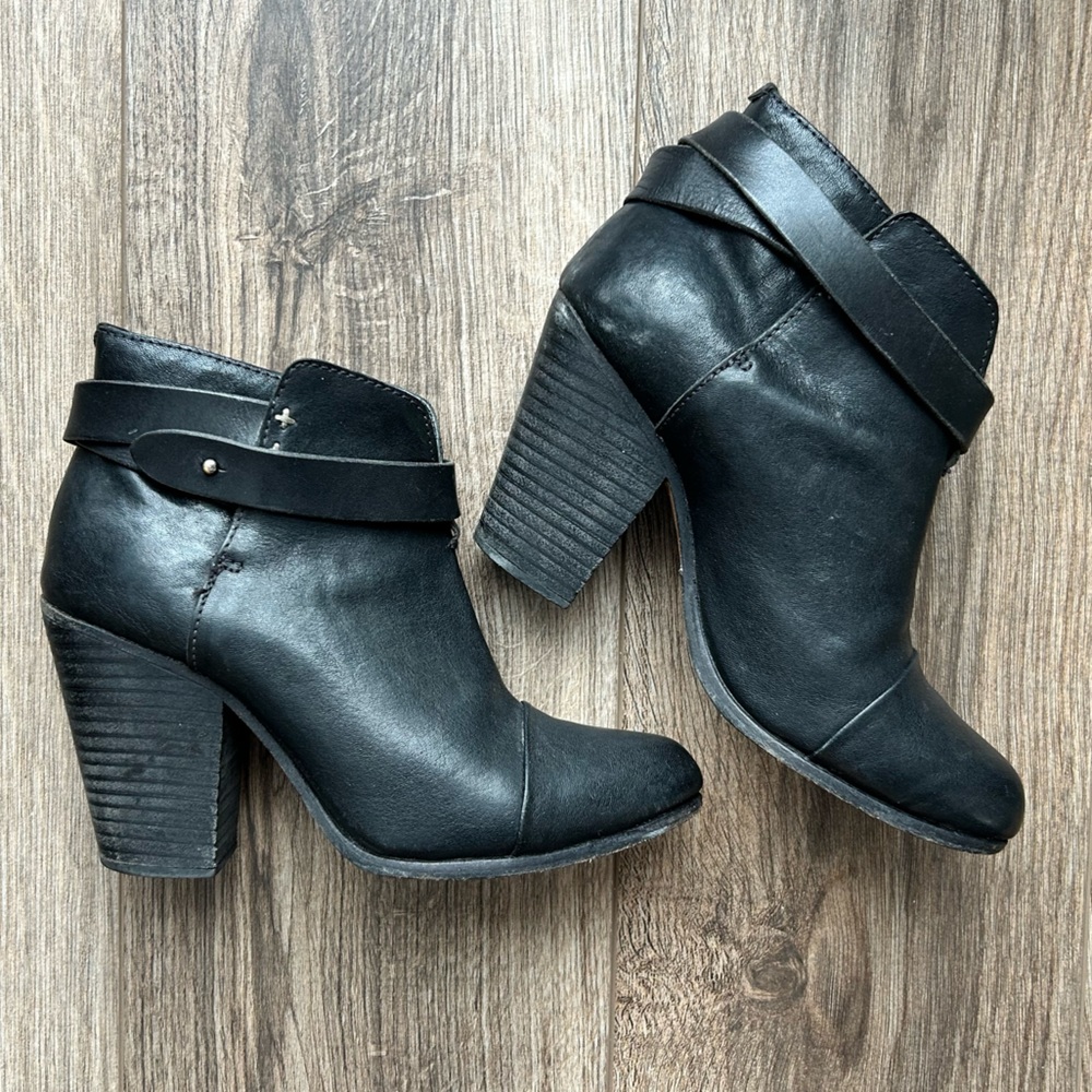 Rag & Bone Harrow Black Leather Heeled Booties | 6.5 - Picture 14 of 16